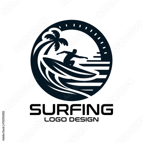 Surfing Vector Logo Design photo