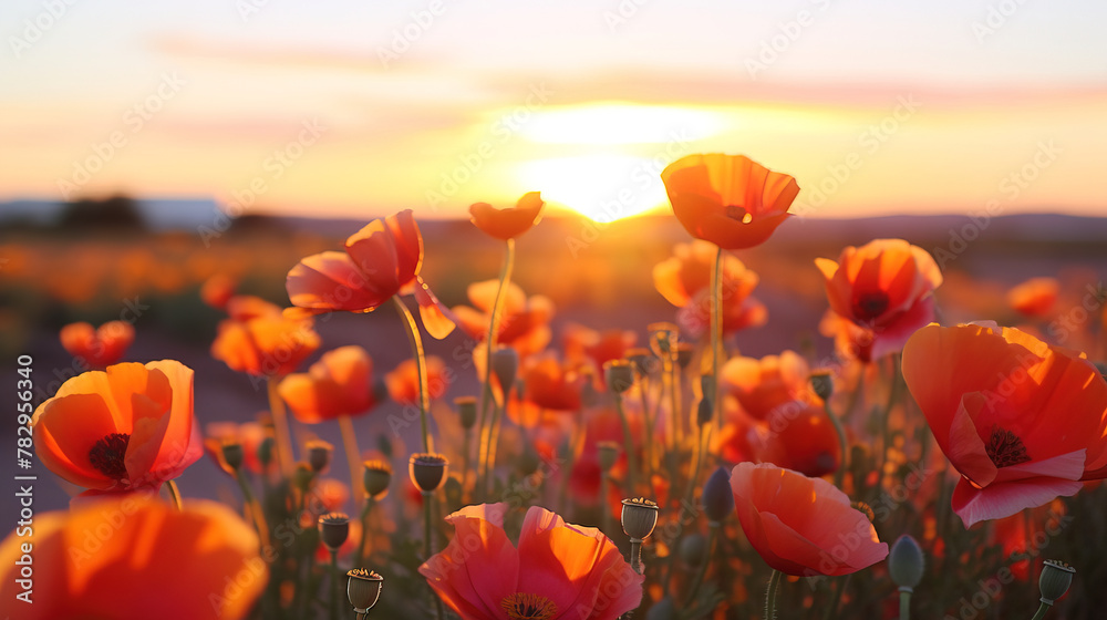 Obraz premium field of poppies and sky.