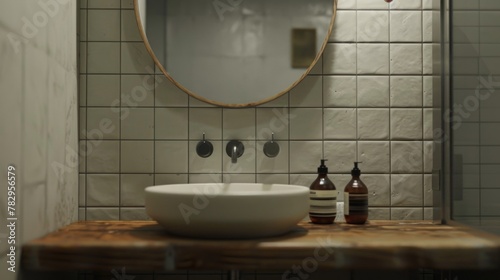 A bathroom sink next to a mirror  perfect for home improvement projects