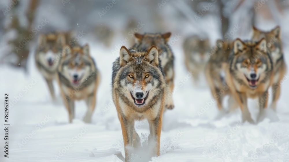 Wolves Prowling Through Snowy Wilderness Symbol of Wild and Untamed Freedom