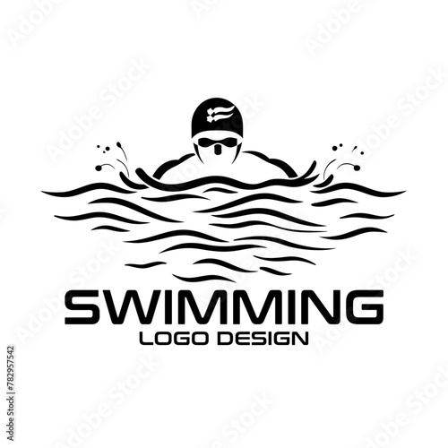 Swimming Vector Logo Design
