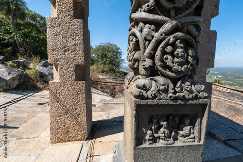 Intricate Stone Carvings at the Ancient Shravanabelagola Site in India