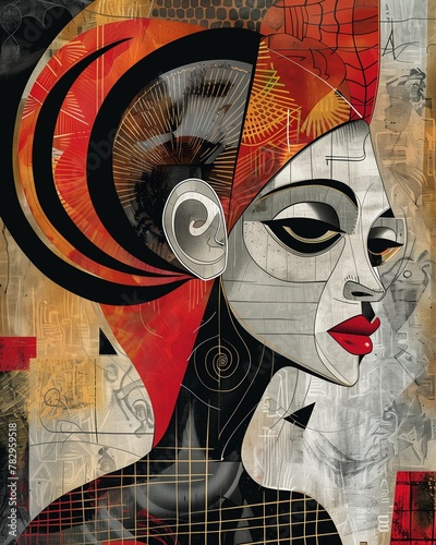 AI generated illustration of an artistic abstract painting of a woman