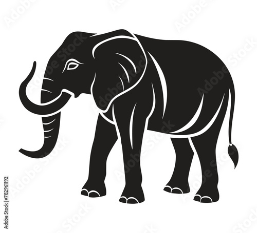 A silhouette elephant black and white logo vector clip art © Soleman
