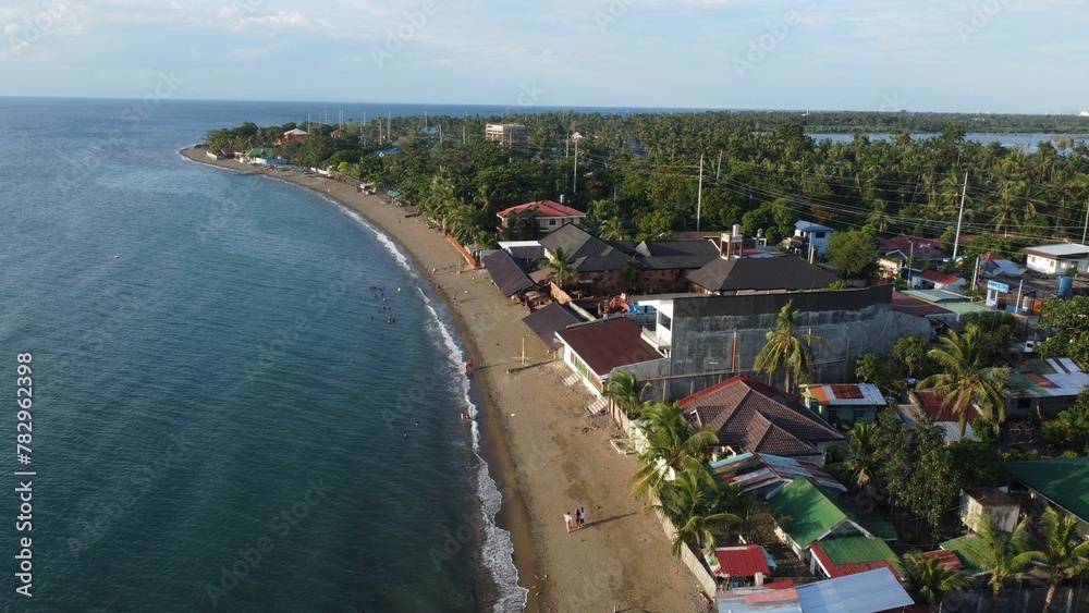 Aerial view of the town by the beach