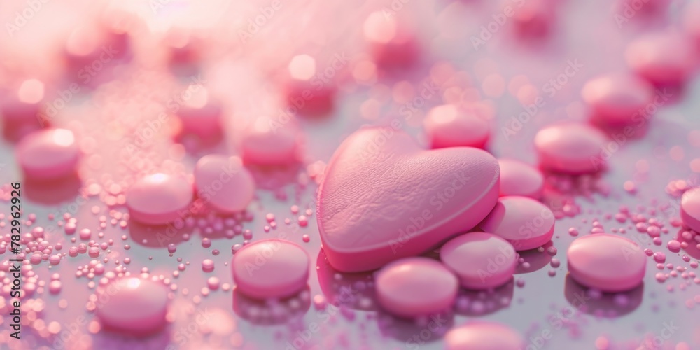 A pink heart shaped object surrounded by small pink hearts. Perfect for Valentine's Day designs A pink heart shaped object surrounded by small pink hearts. Perfect for Valentine's Day designs