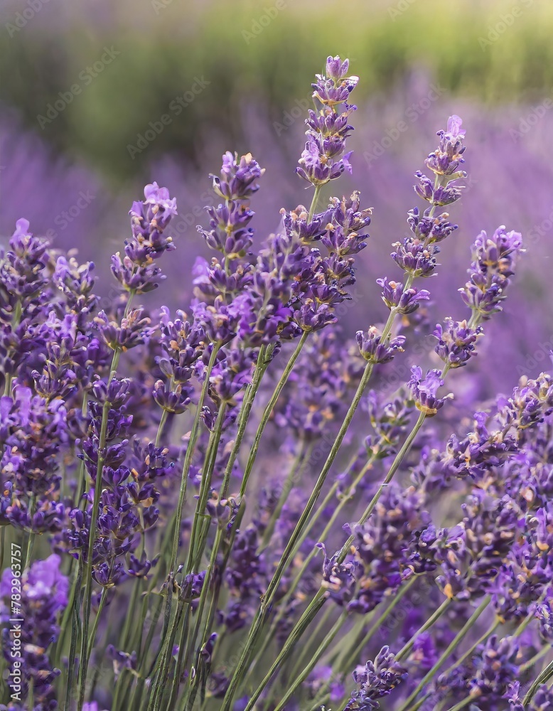 Obraz premium in the heart of lavender fields at their peak of bloom, where the air is rich with the plant's distinctive, calming aroma
