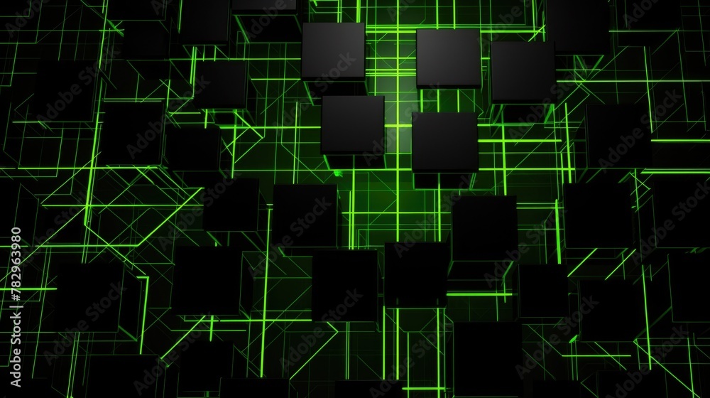 Abstract Digital Blocks in Neon Green Network