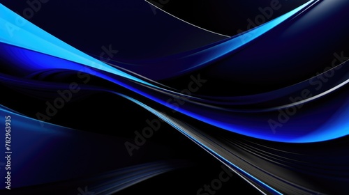 Abstract Blue and Black Waves Background Design