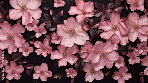 Elegant Pink Blossoms on Dark Background - Floral Art Design