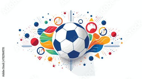 Background with soccer symbols. Football club illustration