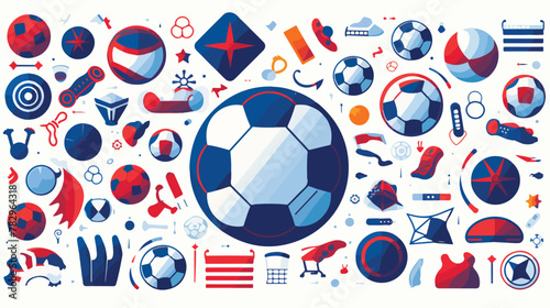 Background with soccer symbols. Football club illustration