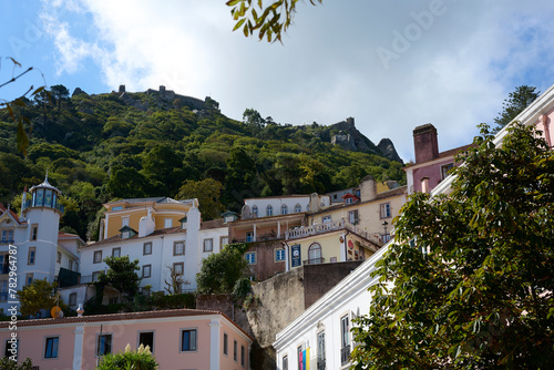 Historic buildings in the Sintra old town in Sao Martinho, Portugal photo