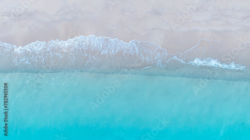  Ocean Tropical Beach with the soft wave water of the sea on the sandy beach background