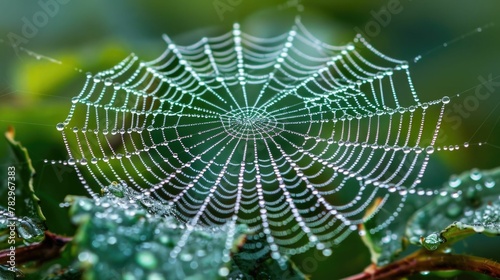 Captivating Spider Web Glistening with Morning Dew An Intricate Natural Masterpiece