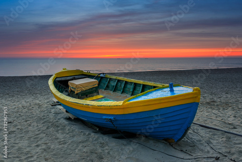 Beautiful sunrise on the beach of Baltic Sea in Sopot, Poland