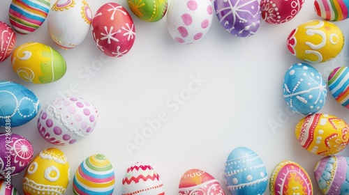 A group of colorful Easter eggs arranged in a circle. Perfect for Easter-themed designs