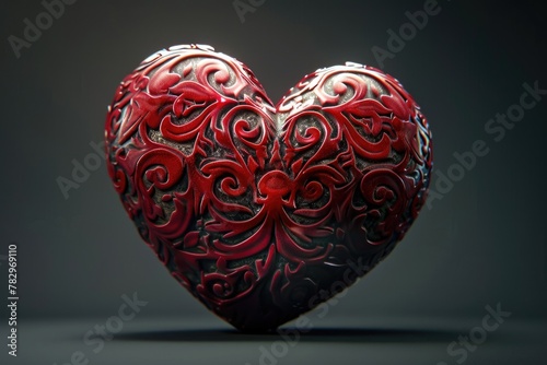 A red heart shaped object on a table, perfect for Valentine's Day designs