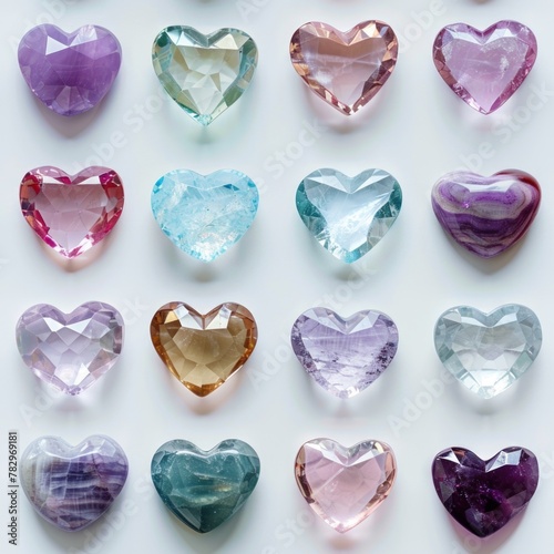 A heart-shaped arrangement of various colored gems. Ideal for jewelry designs