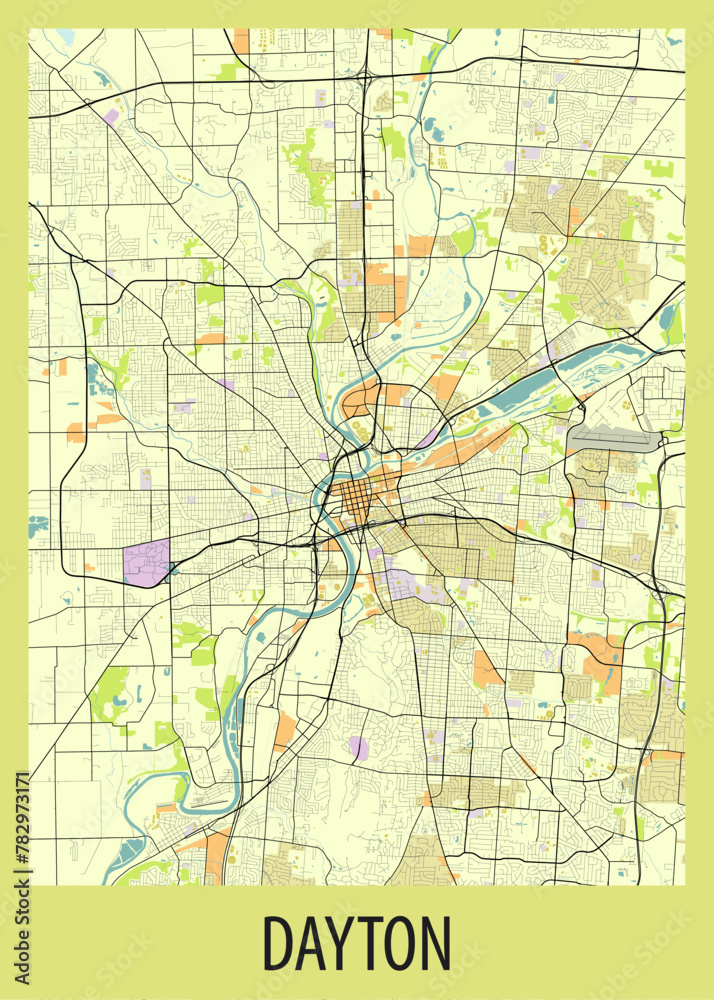 Obraz premium Poster map art of Dayton, Ohio, USA