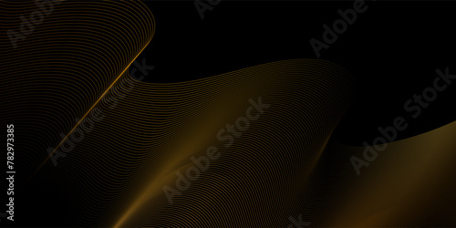 abstract banner design with golden flowing lines