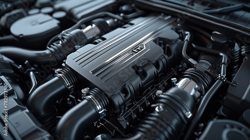 Experience the intricate dance of mechanics with this vibrant close-up of a car engine. It's a captivating display of power and precision, a true marvel of engineering. 