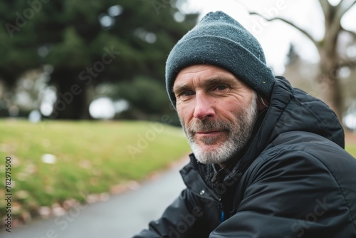 Portrait of a senior man with gray beard in the park. © Loli