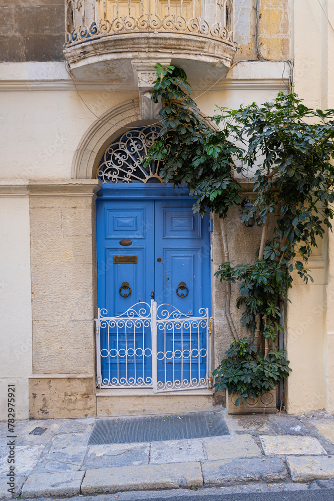 typical entrance doors of houses in Valletta, Malta