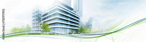 Real Estate internet banner with buildings and copyspace, professional and modern graphic