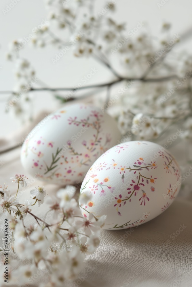 beautiful easter eggs with flowers