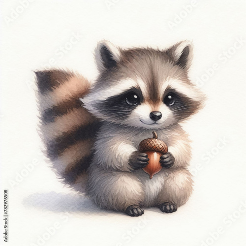 도토리를 들고 있는 너구리 (a raccoon holding an acorn) photo