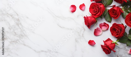 Roses on a marble surface w...