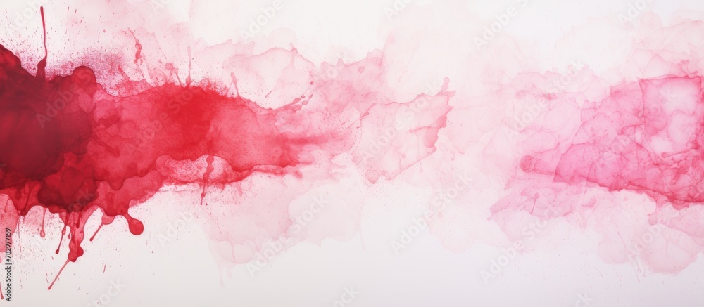 Red and White Abstract Art with Stain