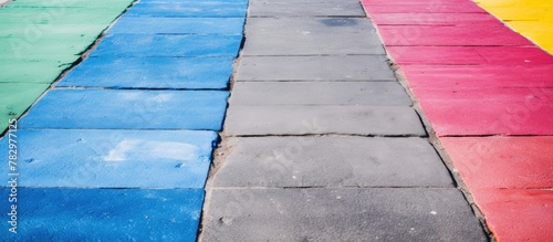 Colorful pathway under a clear sky