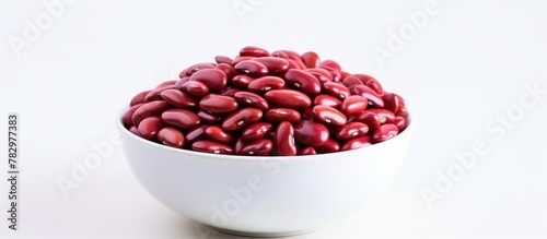 Bowl of red beans on white ...