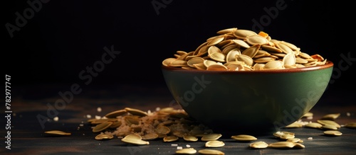 Peanuts spilled near a bowl...