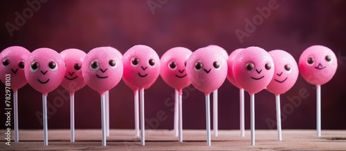 Pink lollipops with cute faces