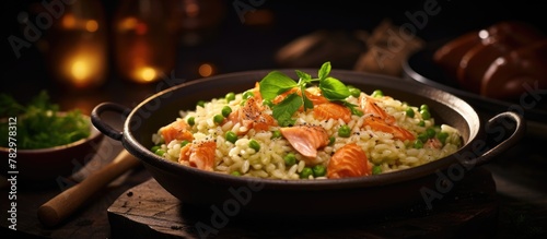 Salmon and peas rice bowl