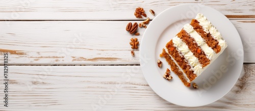 Carrot cake slice with peca...