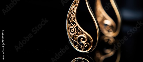 Close Up of Gilded Spoon on Dark Background