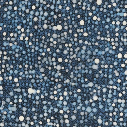 Blue denim texture sprinkled with white spots  a playful and modern fabric ideal for unique apparel and decorations.