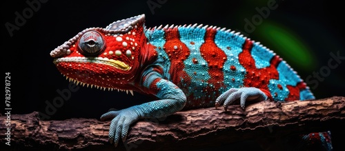 Chameleon perched on branch...
