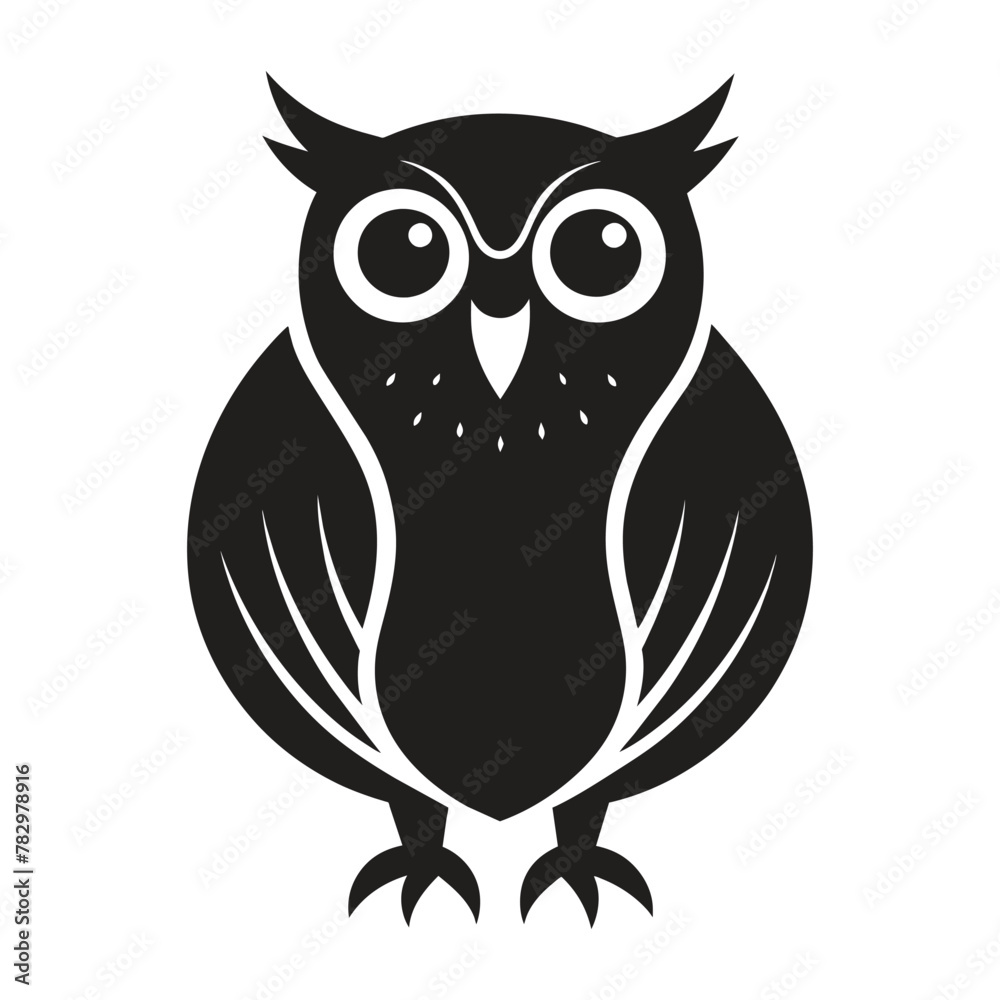 Fototapeta premium A silhouette owl black and white logo vector clip art