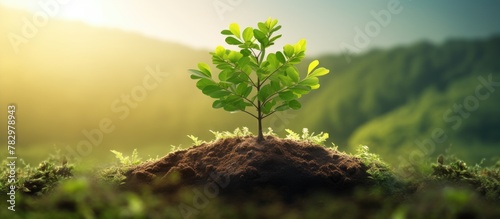 Tree emerging from soil in ...