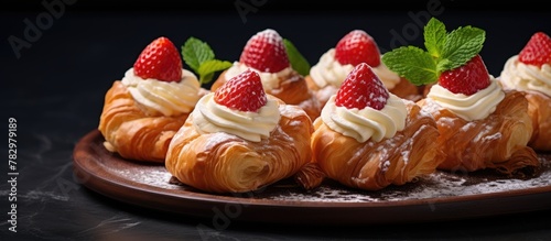 Four croissants topped with...
