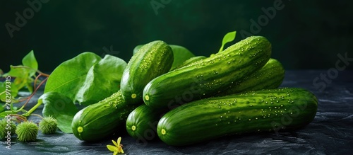 Mini green cucumbers with l...