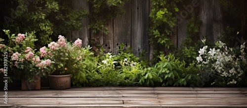 Wooden Deck with Colorful F...