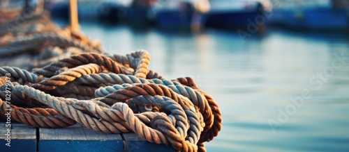 Rope on Dock with Boats in ...