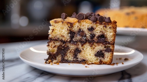 A slice of pound cake with a surprise filling of chocolate chip cookies, bursting with inspiration