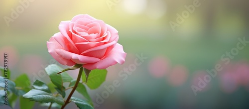 Pink rose blooms under sunlight